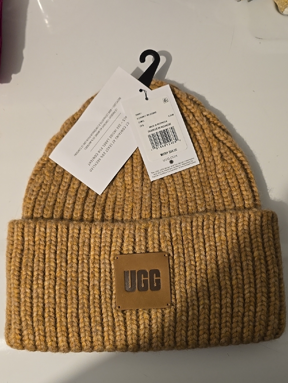UGG Golden Yellow Ribbed Fold-Over Beanie